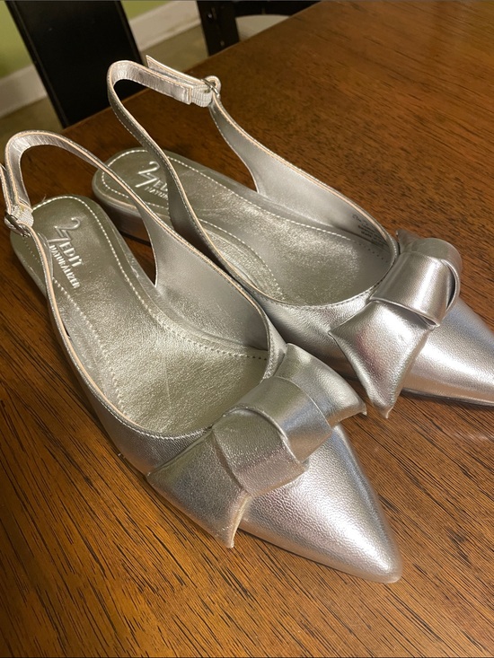 Naturalizer Shoes - Naturalizer Silver Pointed-Toe Slingback Mules with Bow Accent 27 edit